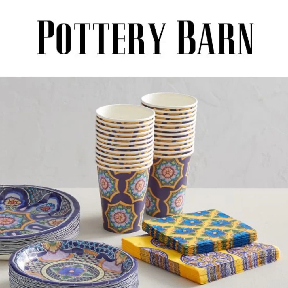 Pottery Barn Blue and Yellow Party Set